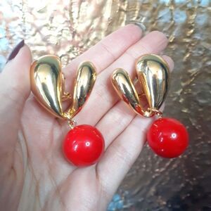 Zara Gold and Red Statement Earrings